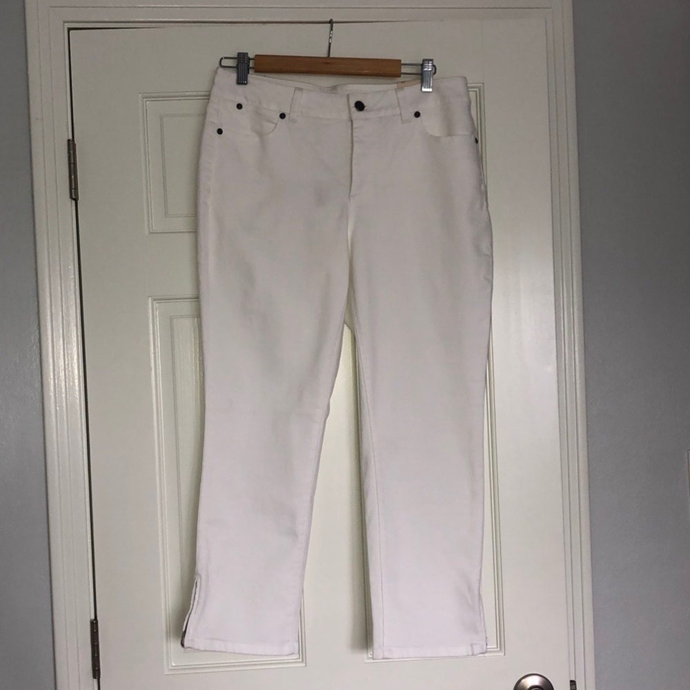 Talbots White Curvy Fit Slim Crop Jeans